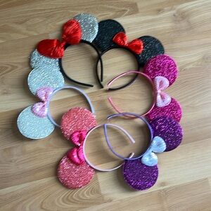 Multi colored sequin Mickey Mouse Ears 6 Headband bundle